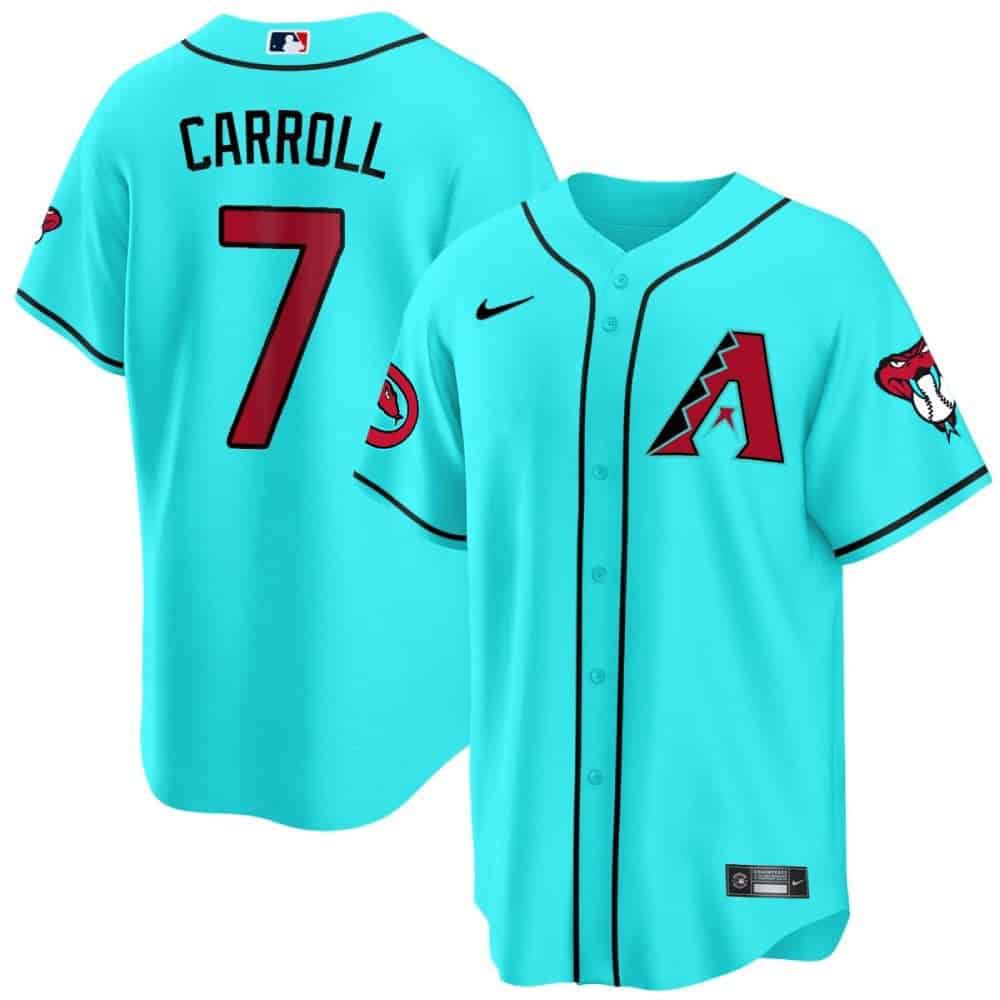 Men Arizona Diamondback #7 Carroll Light Blue 2024 Nike Cool Base MLB Jersey